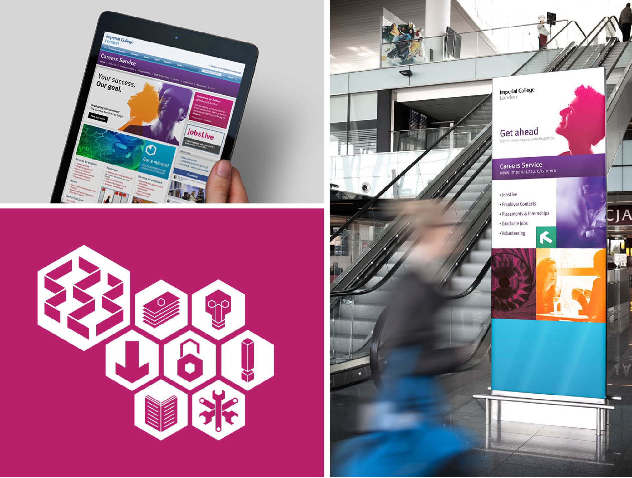 Imperial College London branding on website and banner stand