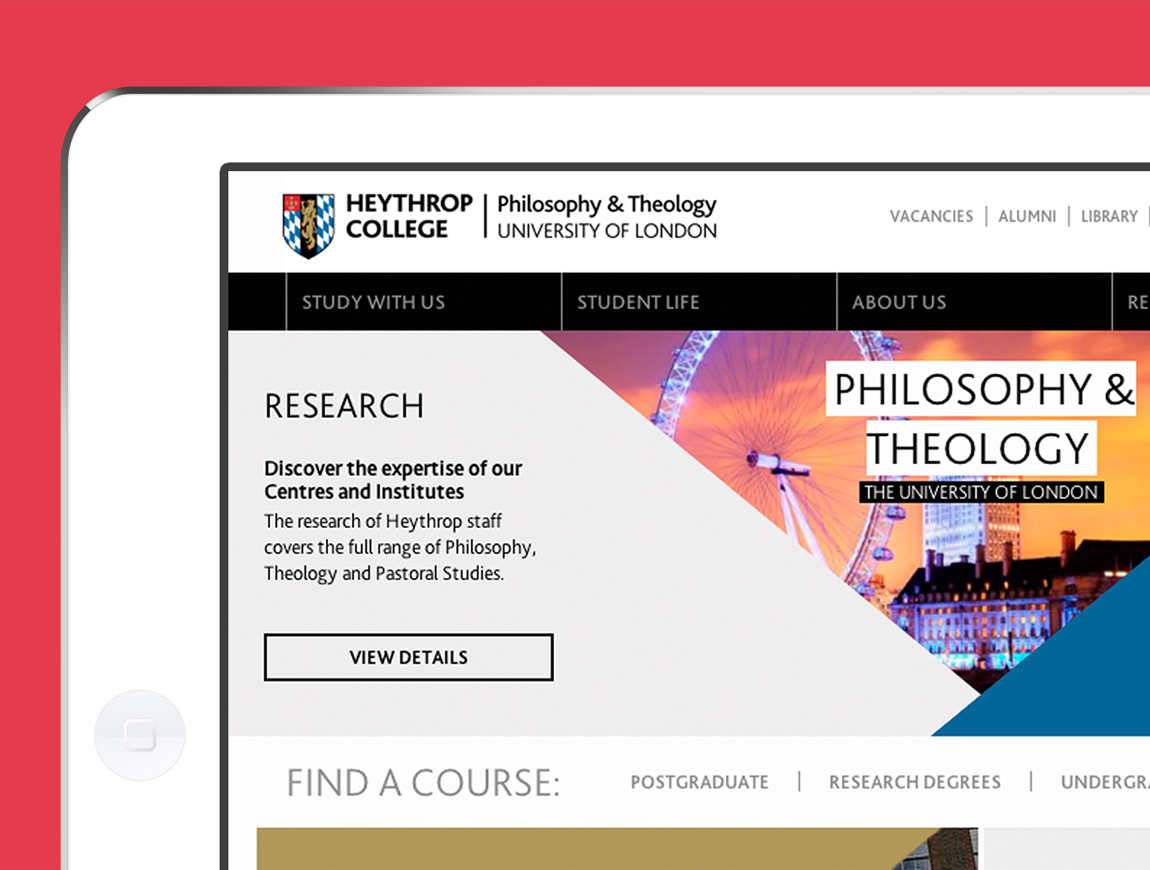 HeyThrop College University website on ipad