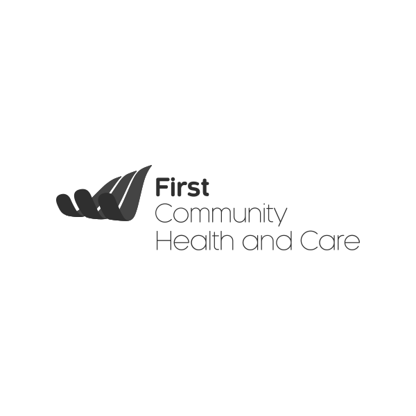 First Community Health and Care logo (grey)
