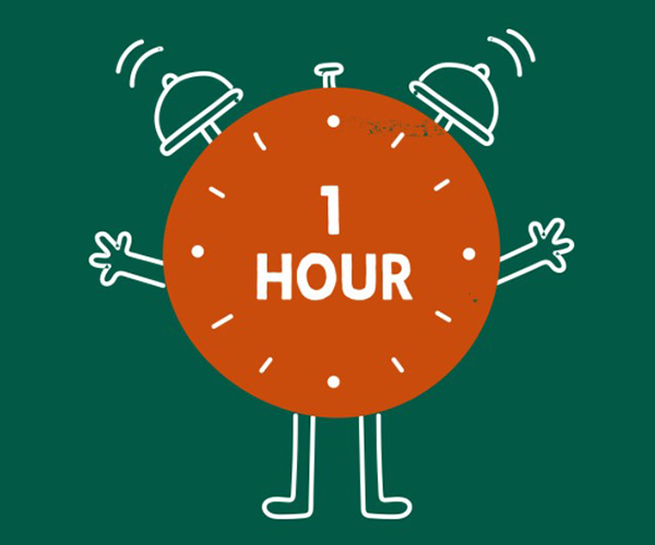 Clock character showing "One Hour" – part of the Talk Community 'Give an hour this summer' launch campaign