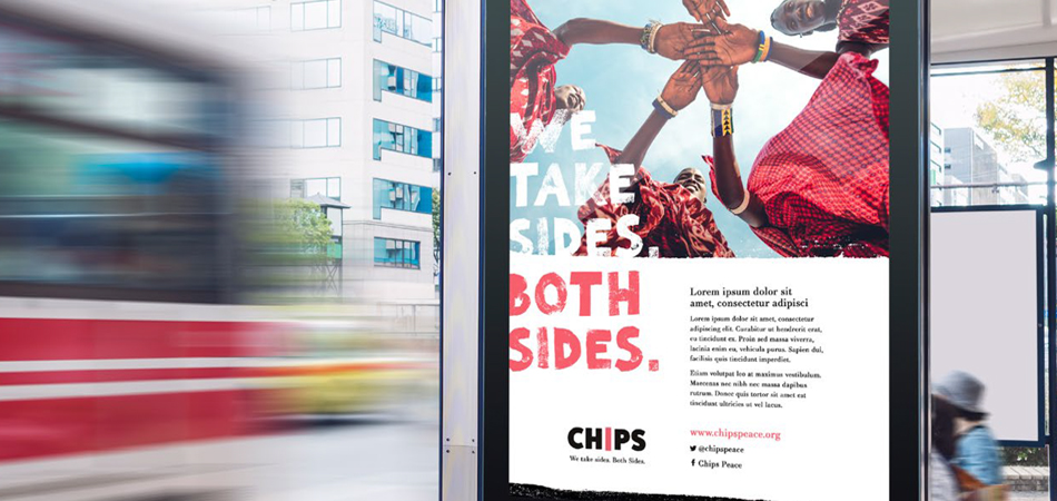 CHIPS new charity brand by IE Brand – poster on bus stop