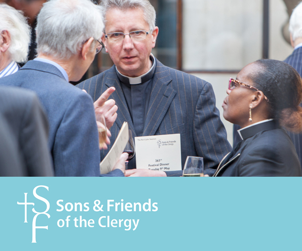 Old branding for Sons and Friends of the Clergy before the renaming