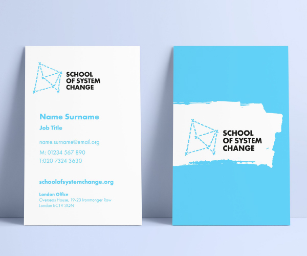 School of System Change brand by IE Brand applied to business cards
