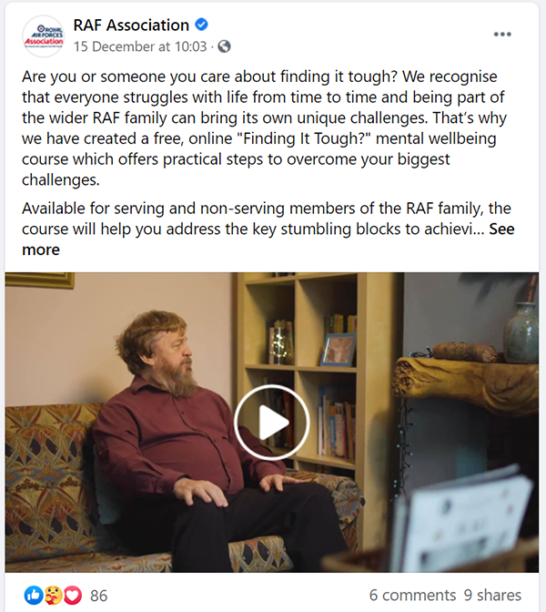 Facebook post based on the 'Keith's Story' video
