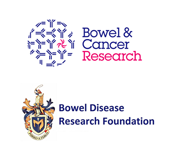 Old logos for Bowel & Cancer Reaesarch and Bowel Disease Research Foundation, which merged to form Bowel Research UK