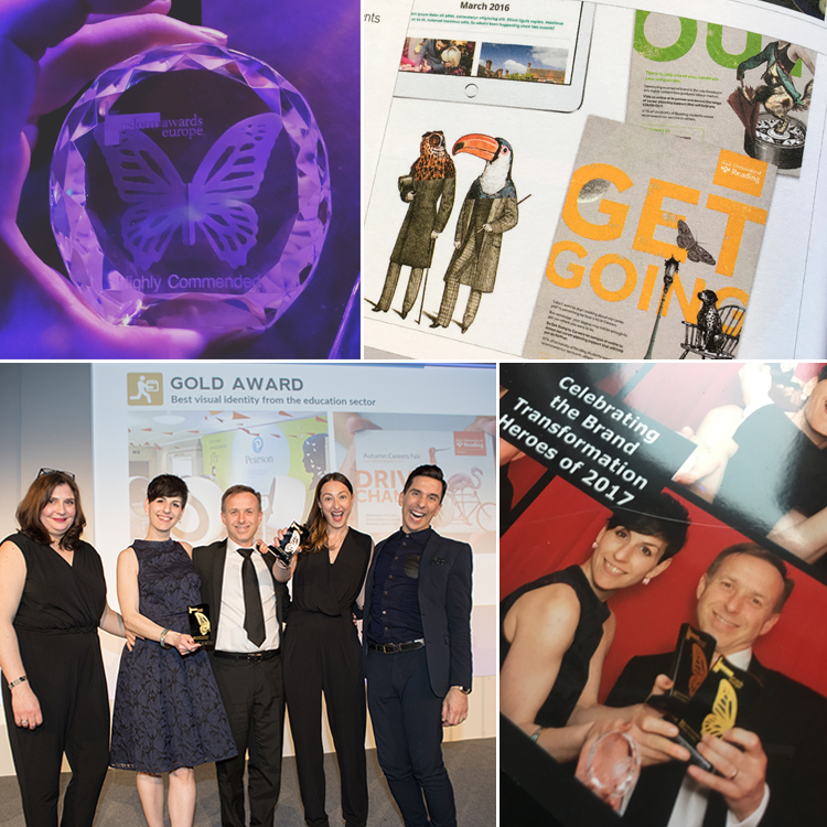 IE Brand and University of Reading win Gold at Transform Awards for education brand visual identity