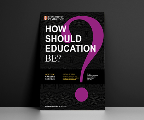 Cambridge postdoc Careers Service brand on collateral: How should education be? 