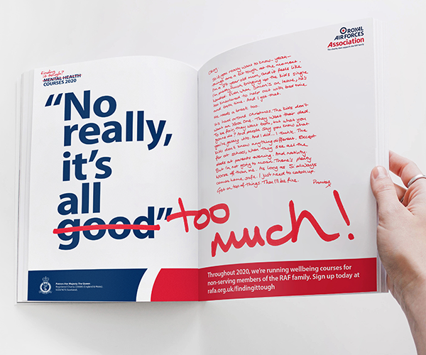 Double page spread advert in a magazine saying "No really it's all good" - good replaced by "too much"
