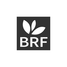 BRF logo in grey and white