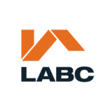 LABC logo features orange geometric shapes forming a 'roof' over the LABC acronymn