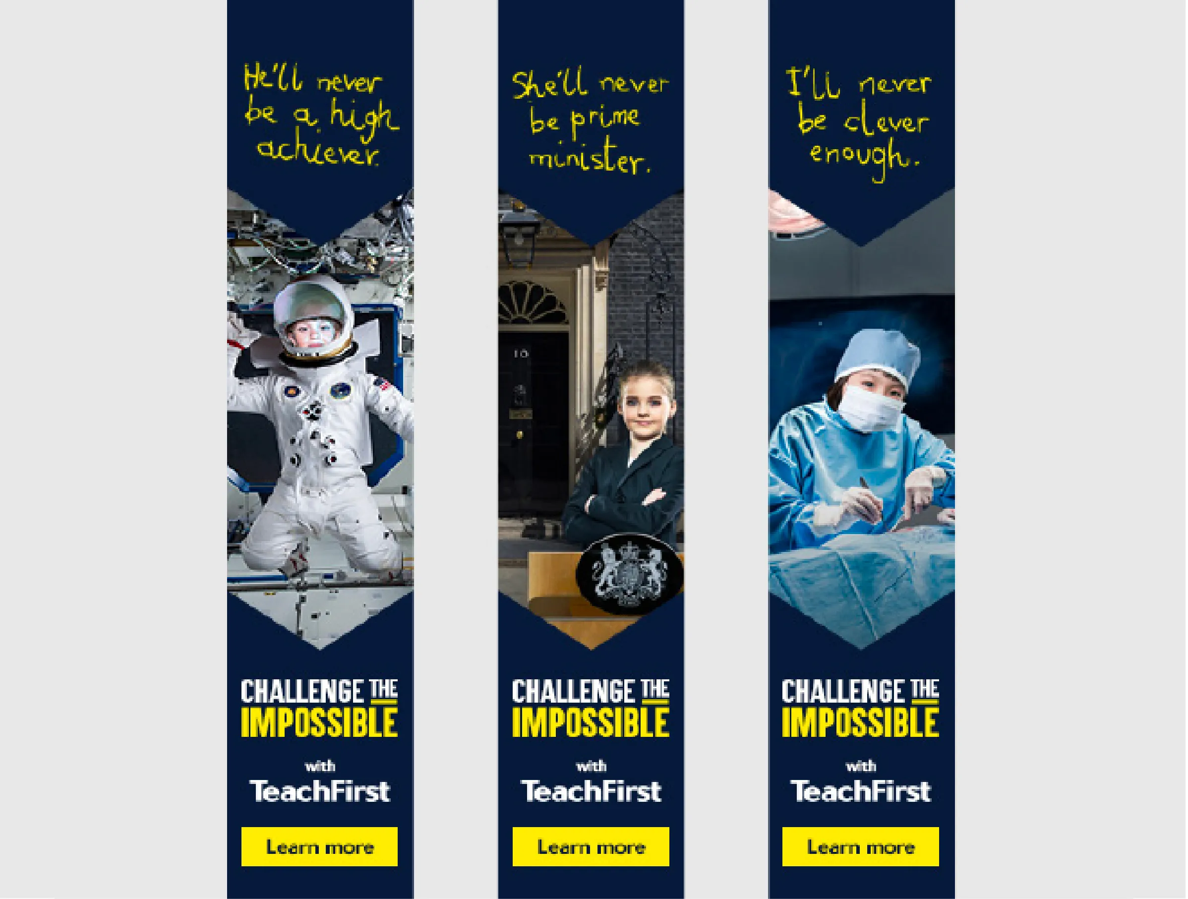 Digital skyscraper ads for Teach First "Challenge the Impossible" campaign 