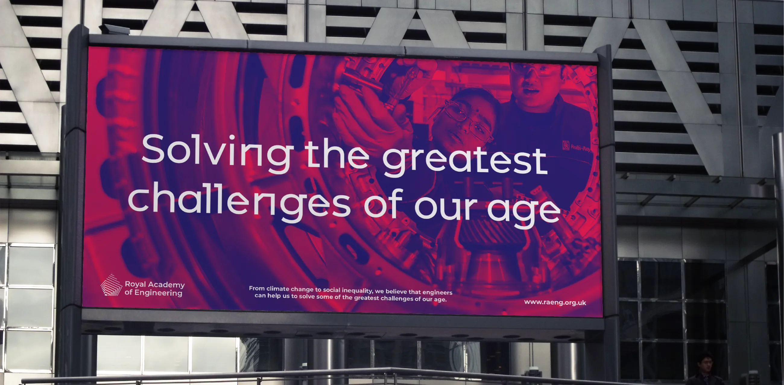 Billboard shows "Solving the greatest challenges of our age" – Royal Academy of Engineering